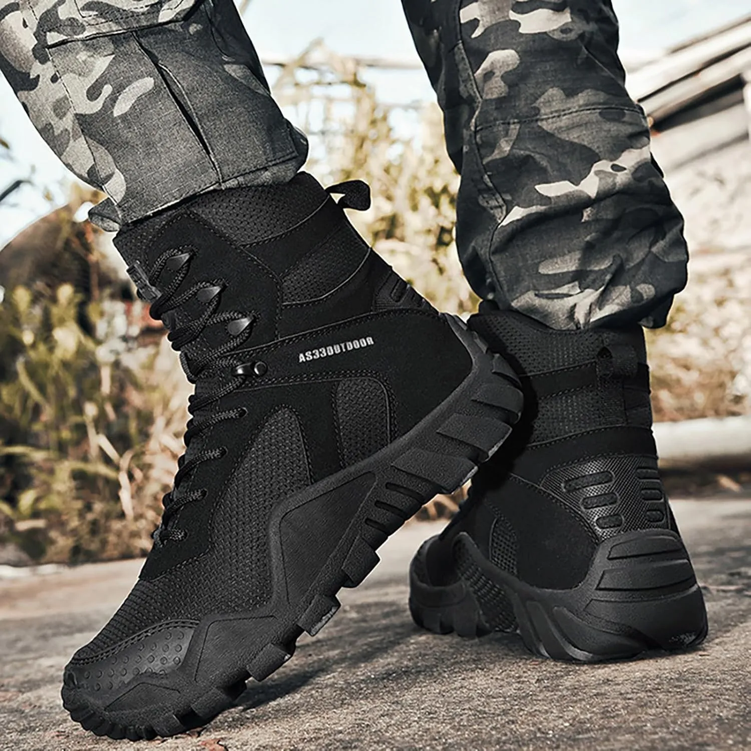 Mens Waterproof Hiking Boots Military Tactical Boots Combat Boots Breathable Police Patrol Boots Army Boots