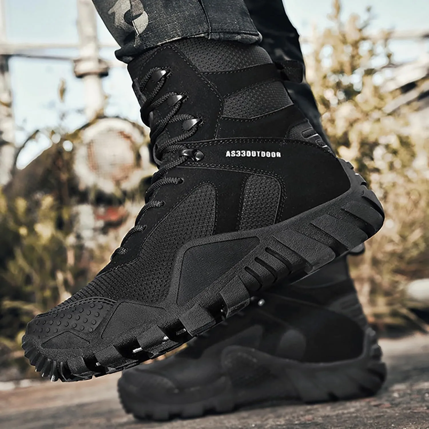 Mens Waterproof Hiking Boots Military Tactical Boots Combat Boots Breathable Police Patrol Boots Army Boots