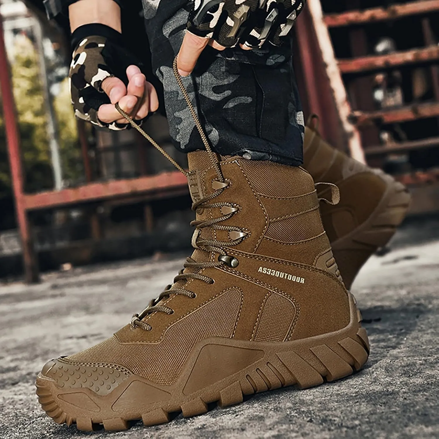 Mens Waterproof Hiking Boots Military Tactical Boots Combat Boots Breathable Police Patrol Boots Army Boots