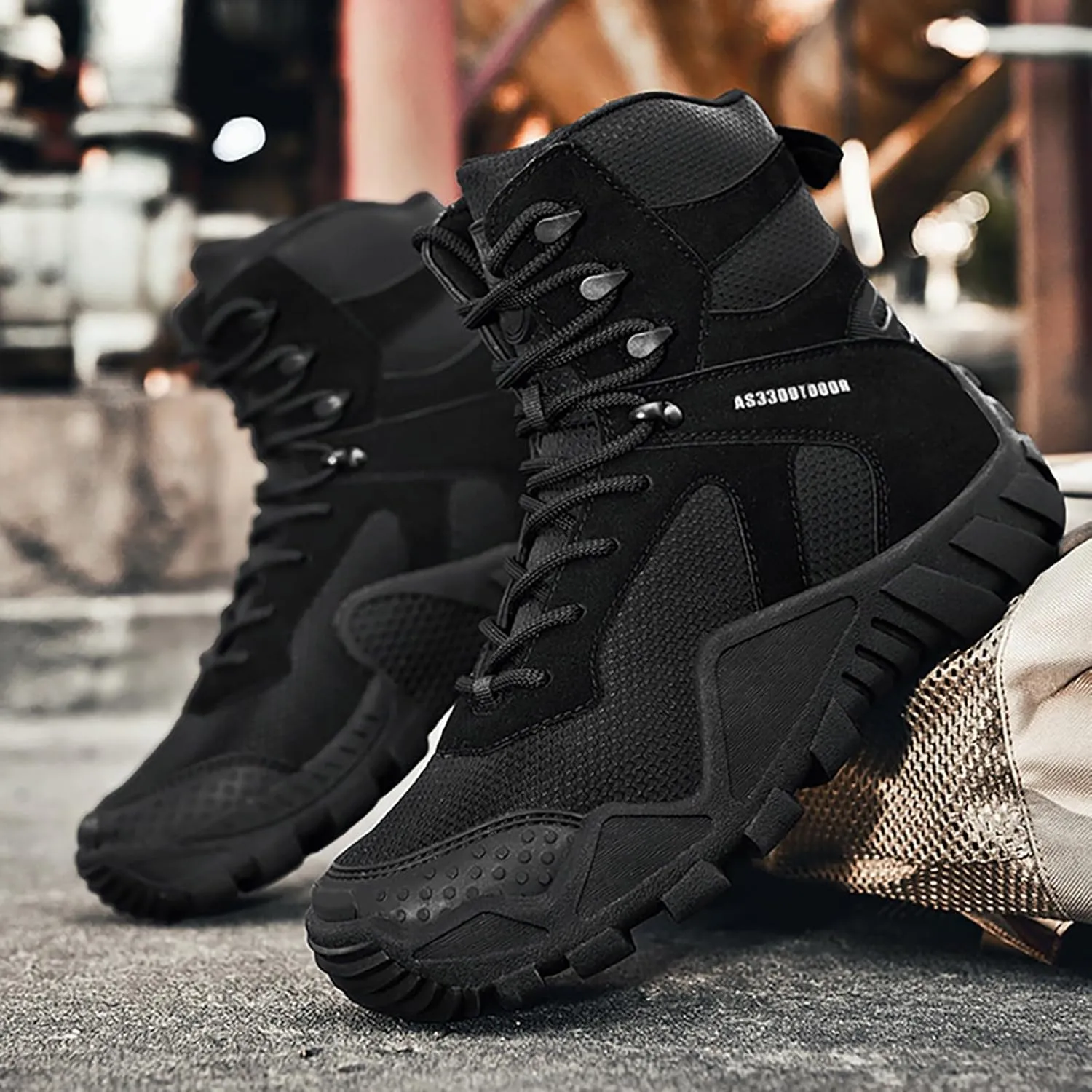 Mens Waterproof Hiking Boots Military Tactical Boots Combat Boots Breathable Police Patrol Boots Army Boots