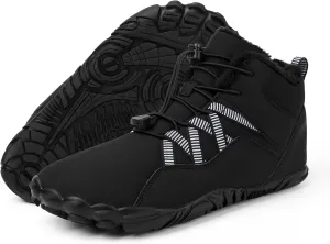 Men's Women's Winter Snow Boots, Slip On Warm Fur Lined Zero Drop Barefoot Hiking Boots, Wide Toe Box Ankle Booties, Minimalist Waterproof Non-Slip Sneakers Hike Shoes for Hiking Walking Outdoor