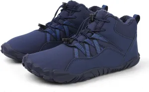 Men's Women's Winter Snow Boots, Slip On Warm Fur Lined Zero Drop Barefoot Hiking Boots, Wide Toe Box Ankle Booties, Minimalist Waterproof Non-Slip Sneakers Hike Shoes for Hiking Walking Outdoor