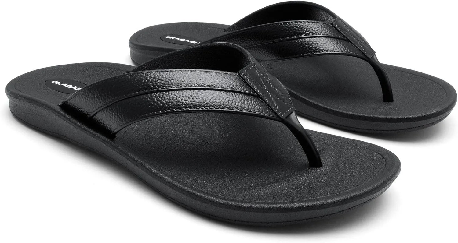 OKABASHI Men's Voyager Flip Flop | Scultped Footbed w/Nonslip Grip | Slip Resistent & Waterproof | Sustainably Made in the USA