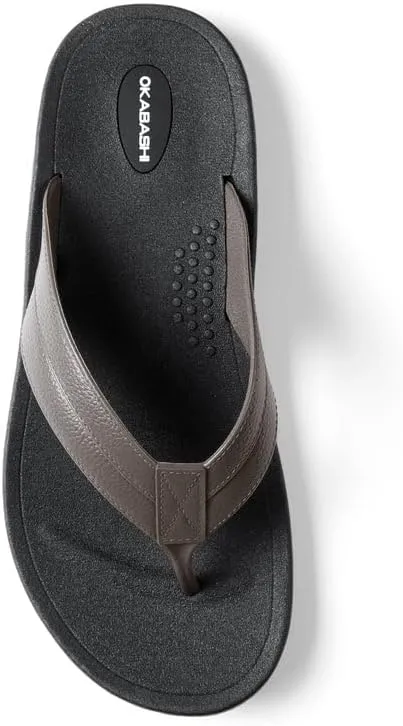 OKABASHI Men's Voyager Flip Flop | Scultped Footbed w/Nonslip Grip | Slip Resistent & Waterproof | Sustainably Made in the USA