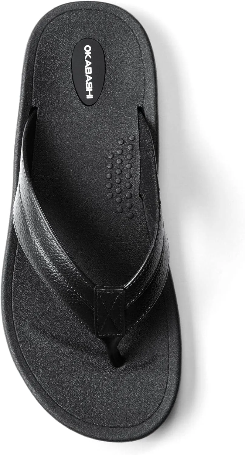 OKABASHI Men's Voyager Flip Flop | Scultped Footbed w/Nonslip Grip | Slip Resistent & Waterproof | Sustainably Made in the USA
