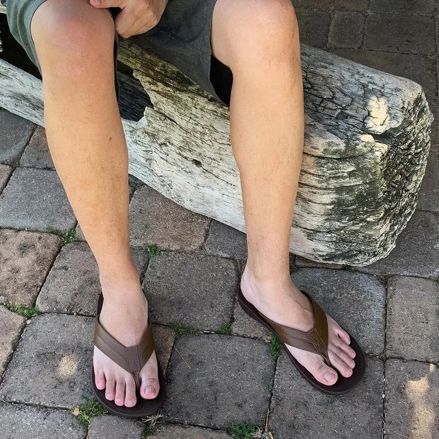 OKABASHI Men's Voyager Flip Flop | Scultped Footbed w/Nonslip Grip | Slip Resistent & Waterproof | Sustainably Made in the USA