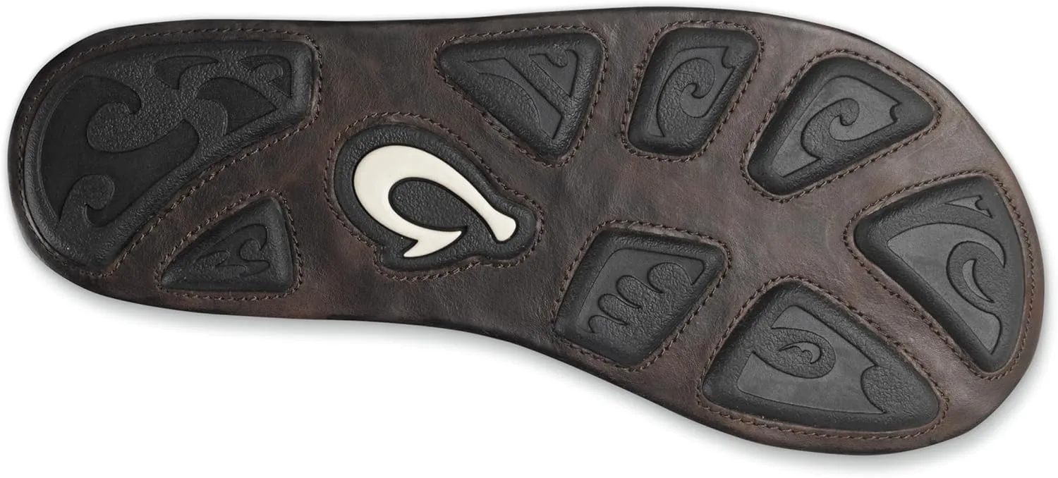 OLUKAI Mea Ola Men's Leather Beach Sandals, Soft & Durable Flip Flops, Arch Support & Comfort Fit, Enhanced Grip & Traction