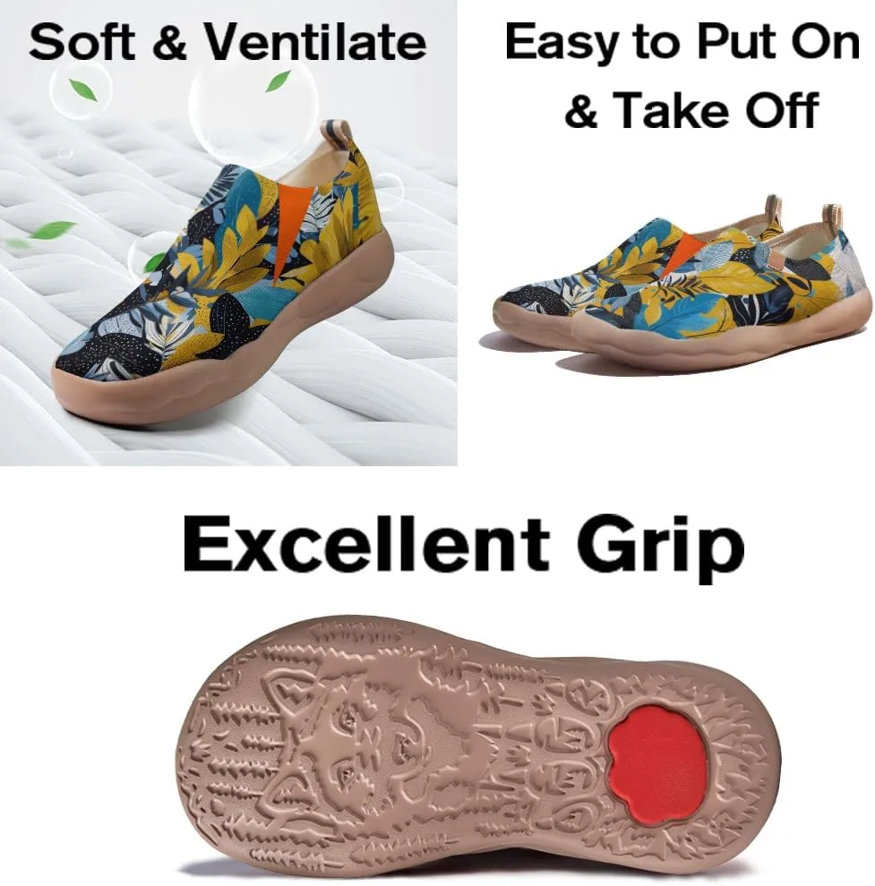 Onehorse Women's Slip-Ons Loafers Flowers Artistic Shoes Lightweight Comfortable Casual Travel Footwear