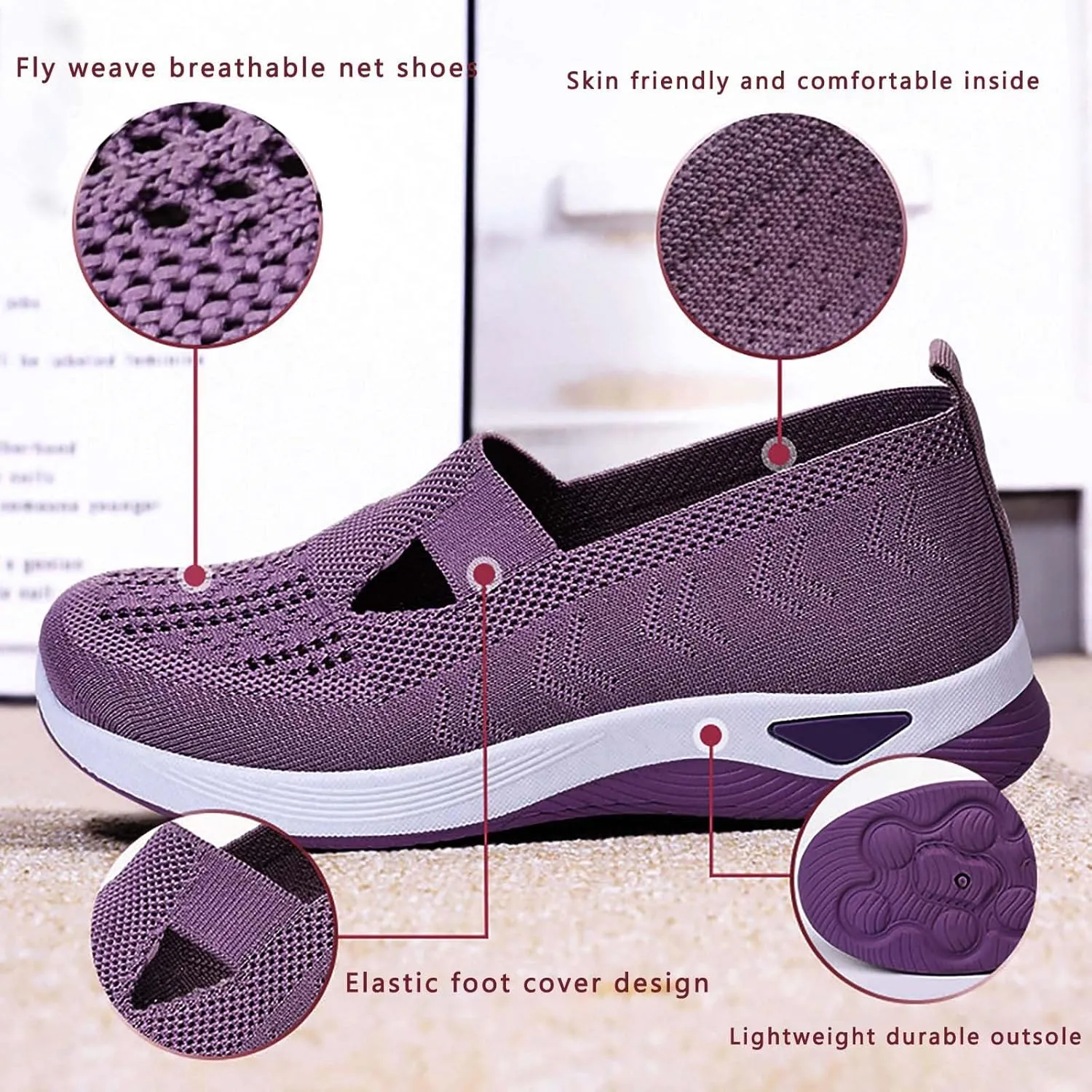 Orthopedic Shoes for Women Breathable Soft Slip On Non Slip Work Shoes Women Comfort Business Casual Shoes Wedge Sneakers Black Tennis Shoe Loafers Shoe