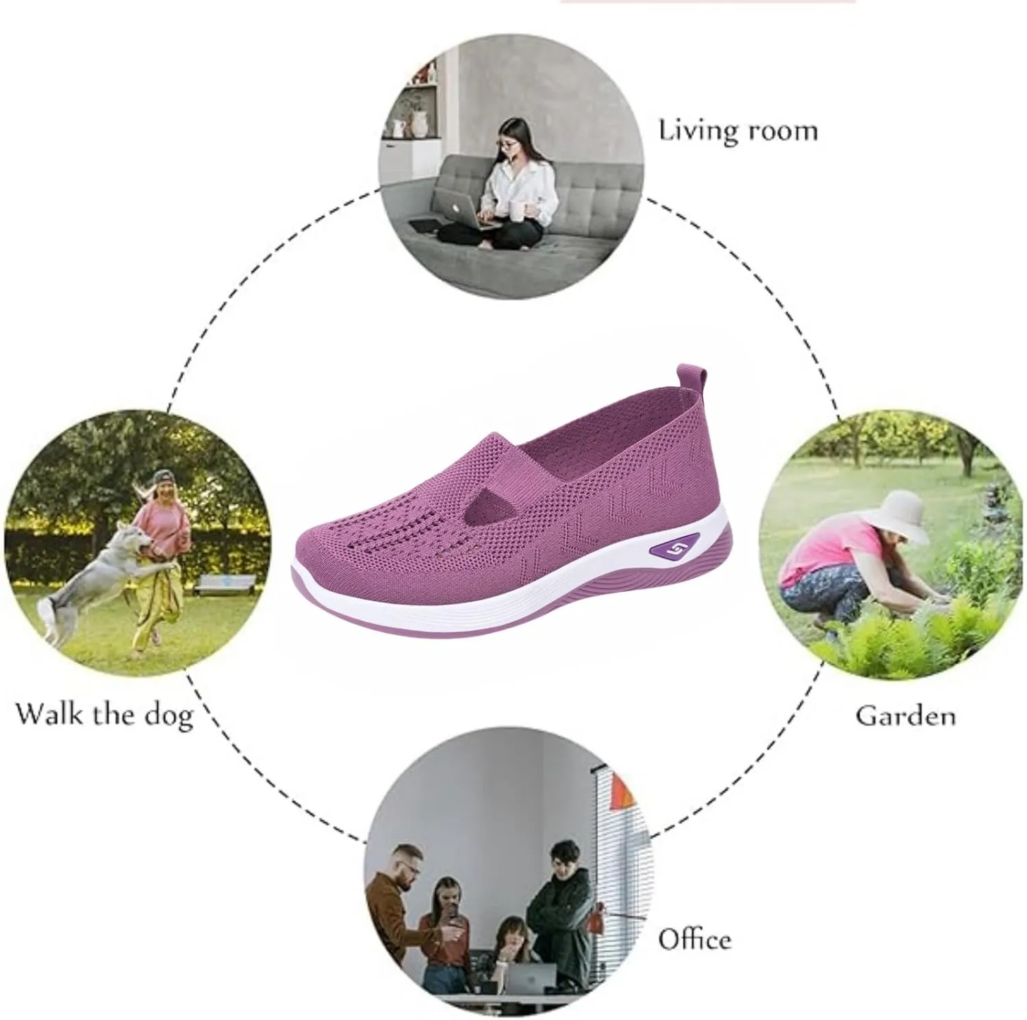Orthopedic Shoes for Women Slip ons Woven Breathable Soft Sole Shoes for Foot Pain Relief Comfortable Non-Slip Walking Shoes