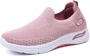 Orthopedic Sneakers for Women Arch Support Slip on Mesh Knitted Walking Shoes Breathable Non-Slip Work Shoes