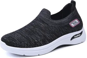 Orthopedic Sneakers for Women Breathable Lightweight Arch Support Air Cushion Slip on Walking Shoes Non Slip Soft Knitted Work Shoes