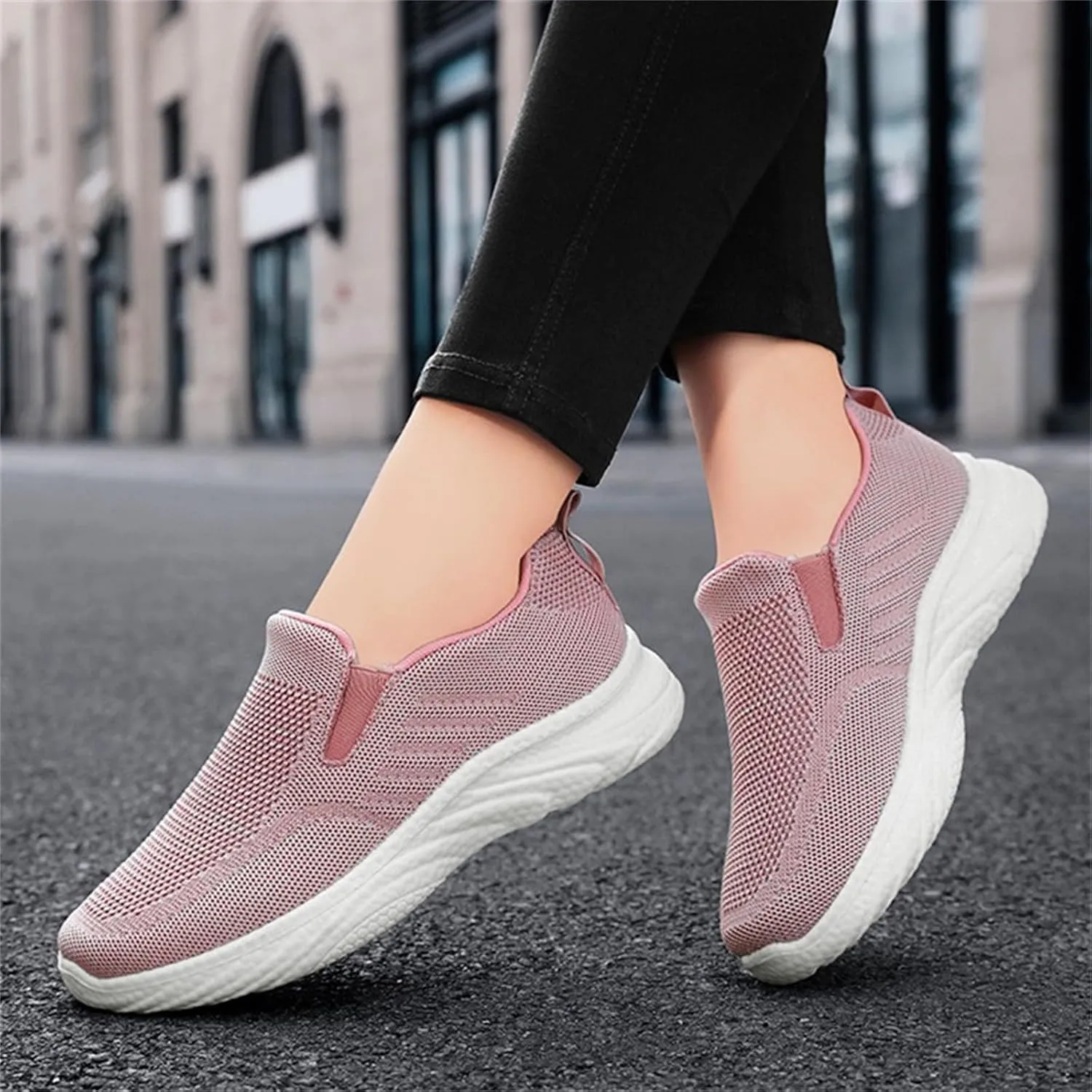 Orthopedic Woven Breathable Soft Slip On Arch Support Mesh Casual Running Shoes Wide Width Walking Sneaker