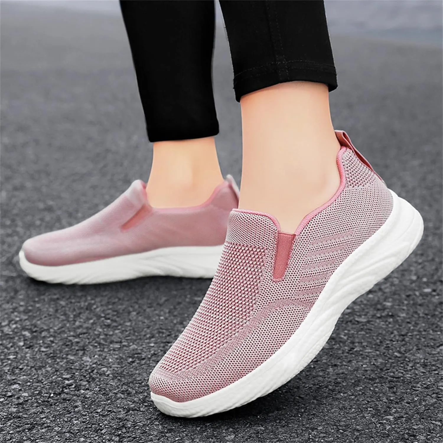 Orthopedic Woven Breathable Soft Slip On Arch Support Mesh Casual Running Shoes Wide Width Walking Sneaker