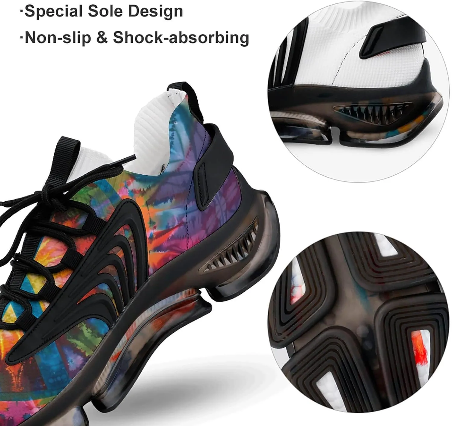 Peace Sign Tie Dye Men's Running Shoes Lightweight Walking Shoe Breathable Sneaker