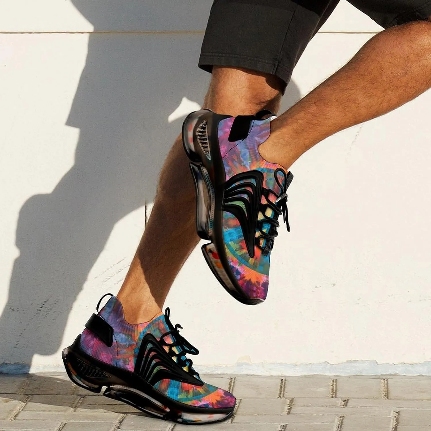 Peace Sign Tie Dye Men's Running Shoes Lightweight Walking Shoe Breathable Sneaker