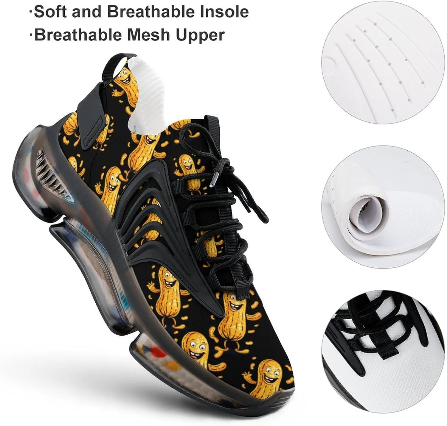 Peanut Graphic Men's Running Shoes Lightweight Walking Shoe Breathable Sneaker