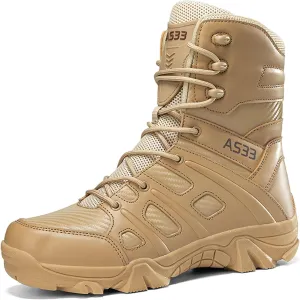 Renyqatt Men's Tactical Boots 8 Inches Lightweight Work Military Boots Side Zipper Jungle Combat Desert Boot