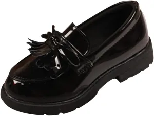 Running Shoes for Toddler Girls Slip On Leather Loafer Tassel Bow Flats School Dress Shoes for Girls (Black, 36)