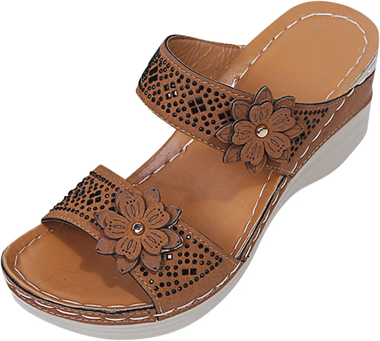 Sandalias para Mujer, Women Summer Comfortable Flip Flop Vintage Slide Sandals Slip on Open Toe Sandals