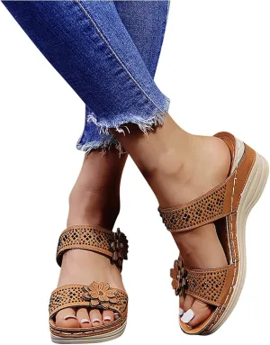 Sandalias para Mujer, Women Summer Comfortable Flip Flop Vintage Slide Sandals Slip on Open Toe Sandals