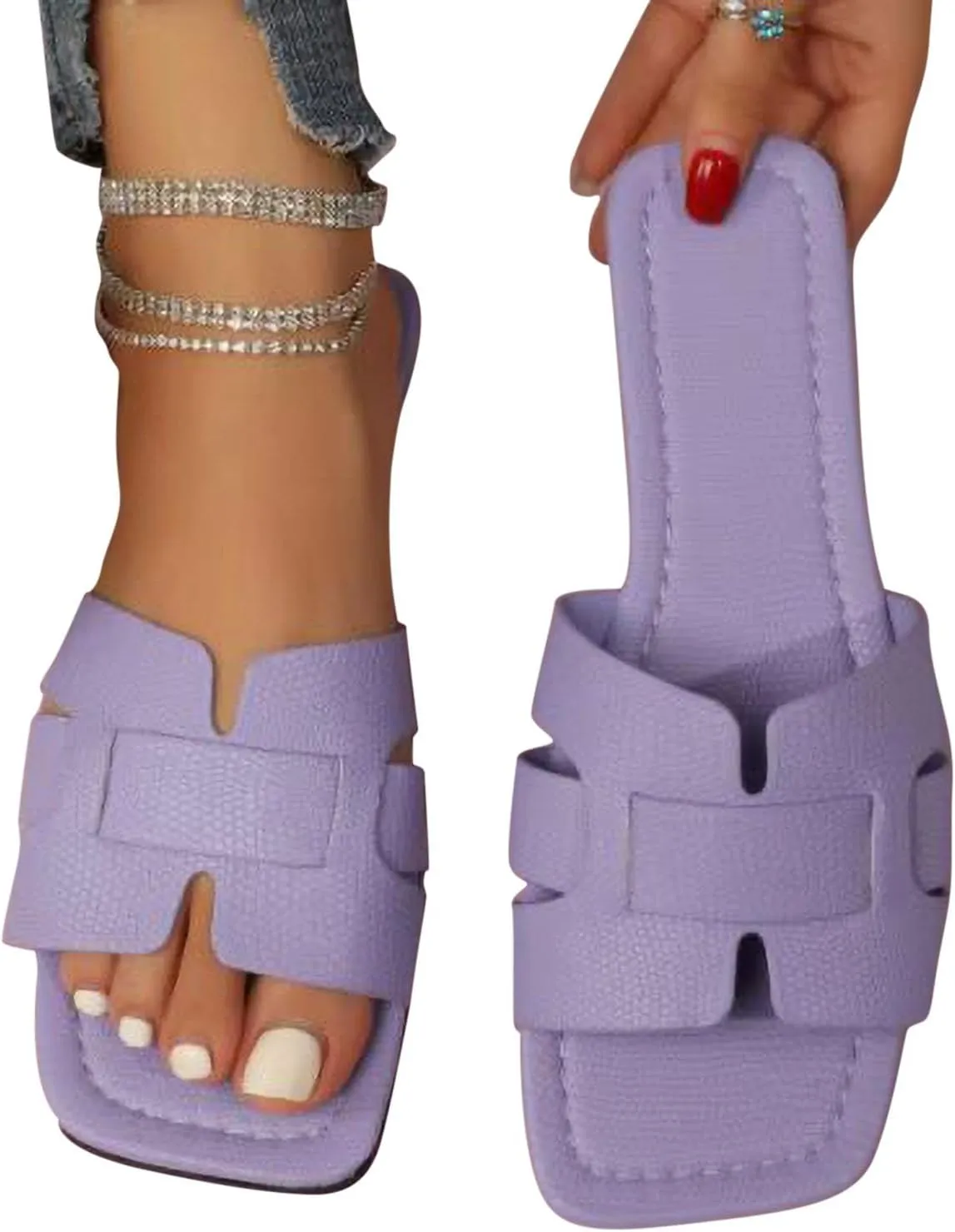 Sandals for Women 2025 Hollow Out Dressy Summer Slides Shoes Fashion Dressy Beach Vacation Shower Sandal