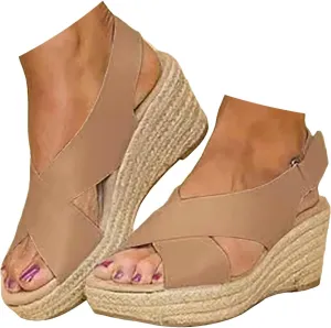 Sandals for Women Dressy, Summer Sandals for Women Strappy Platform Sandals Close Toe Wedge Shoes Comfy Sandals
