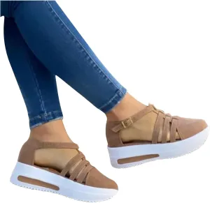 Sandals for Women Dressy, Summer Sandals for Women Strappy Platform Sandals Close Toe Wedge Shoes Comfy Sandals