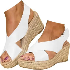 Sandals for Women Dressy, Summer Sandals for Women Strappy Platform Sandals Close Toe Wedge Shoes Comfy Sandals