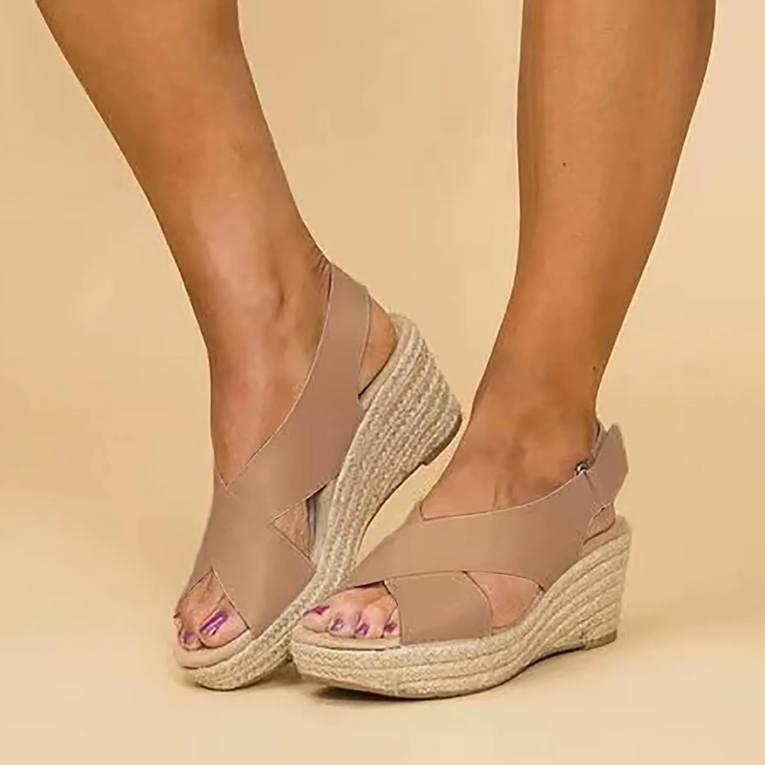 Sandals for Women Dressy, Summer Sandals for Women Strappy Platform Sandals Close Toe Wedge Shoes Comfy Sandals