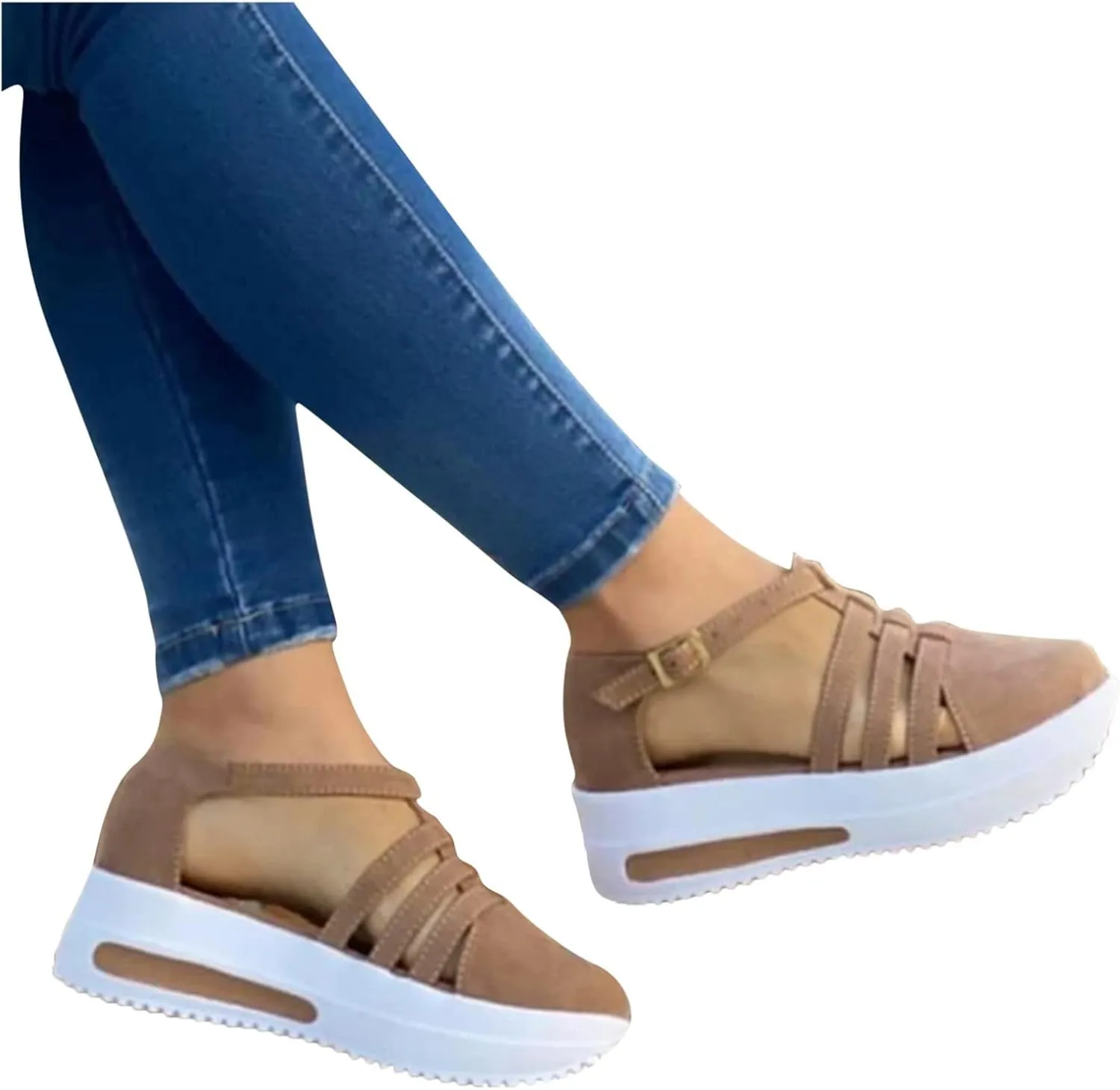 Sandals for Women Dressy, Summer Sandals for Women Strappy Platform Sandals Close Toe Wedge Shoes Comfy Sandals