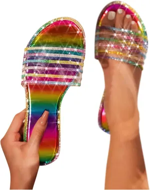 Sandals for Women Flat,Flat Sandals Floral Flip Flops Comfy Sandal Shoes for Summer Beach Oceanside Holiday Outdoor