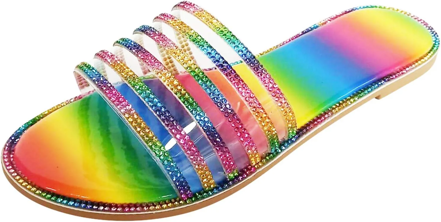 Sandals for Women Flat,Flat Sandals Floral Flip Flops Comfy Sandal Shoes for Summer Beach Oceanside Holiday Outdoor