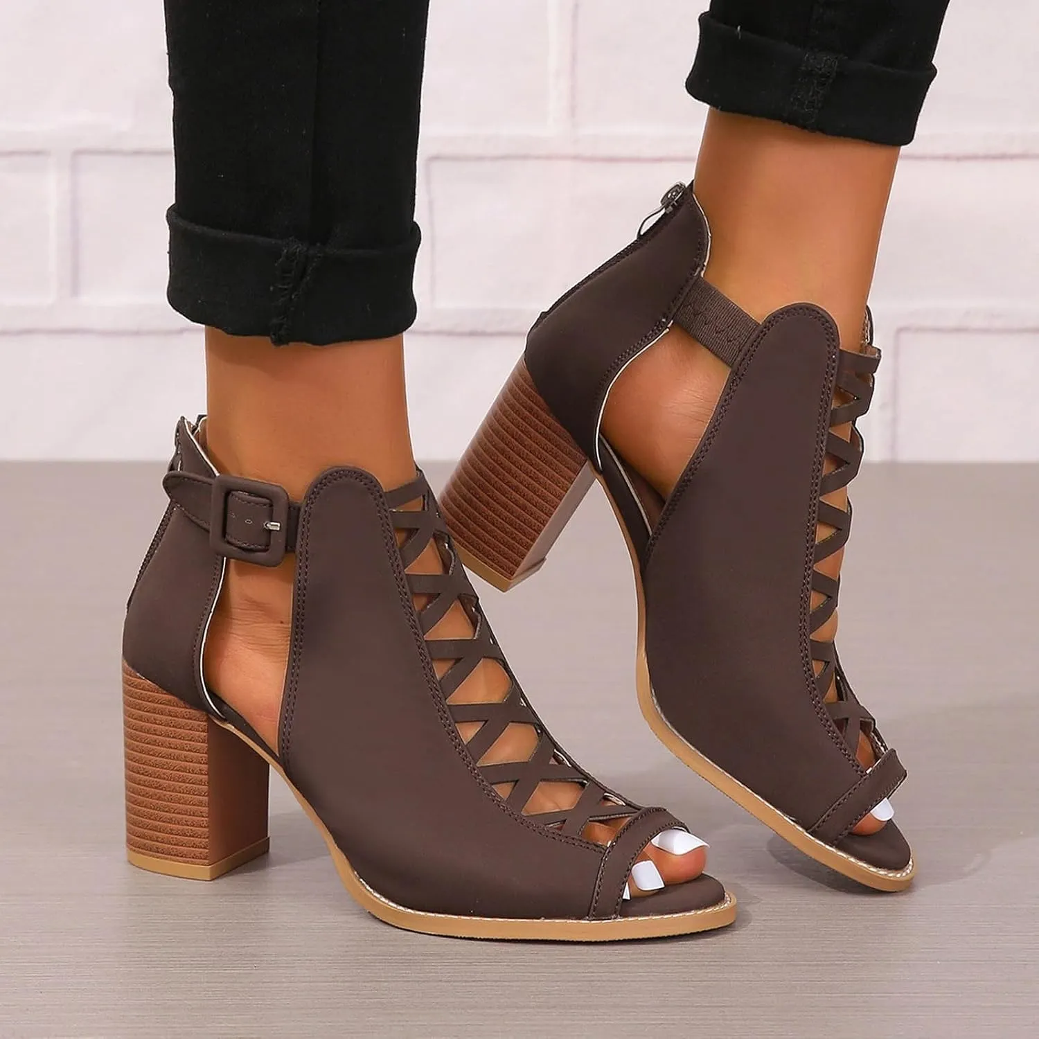 Sandals for Women Prom Heeled Sandals for Women Womens Heels Dressy Women's Chunky Low Heels Open Toe Sandals