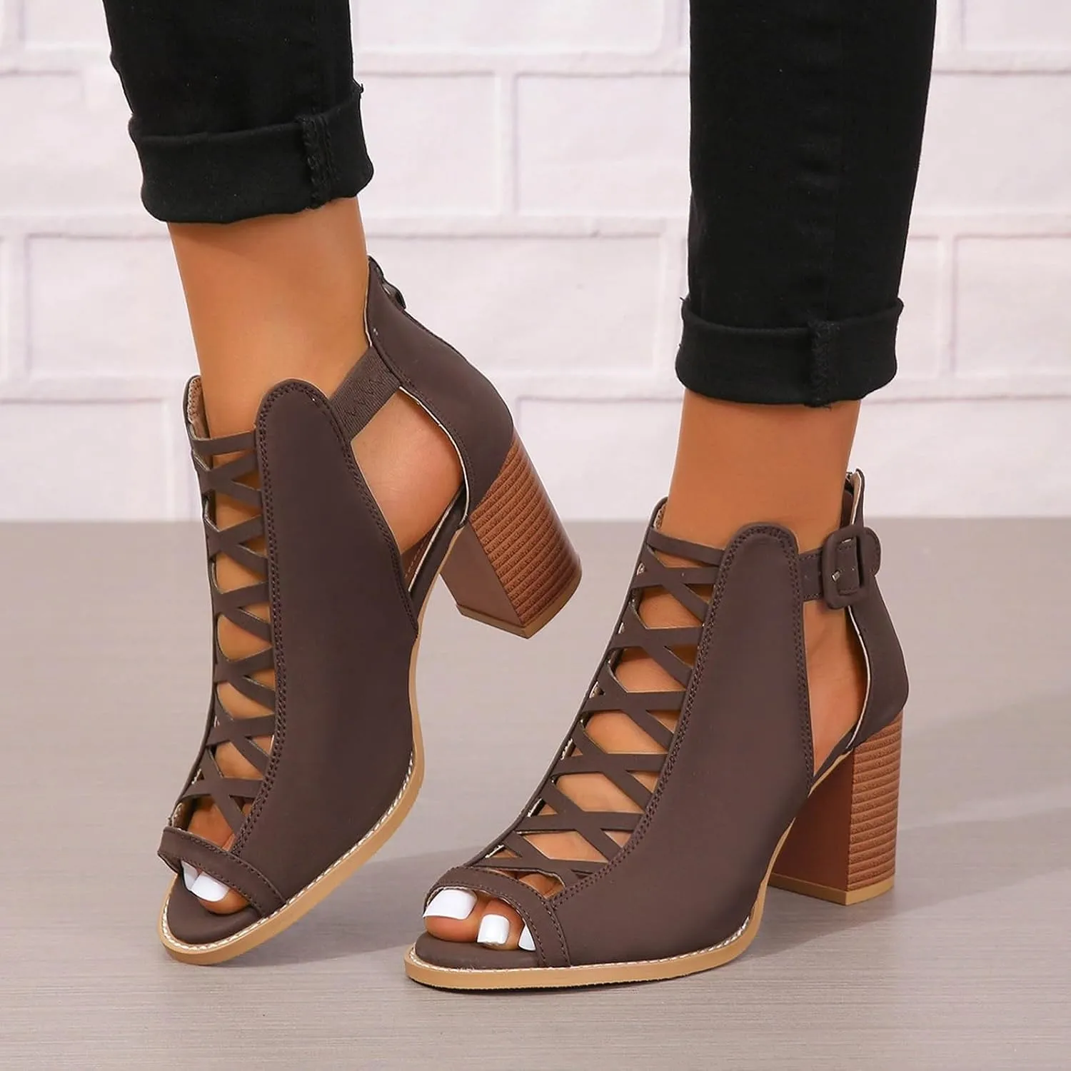Sandals for Women Prom Heeled Sandals for Women Womens Heels Dressy Women's Chunky Low Heels Open Toe Sandals