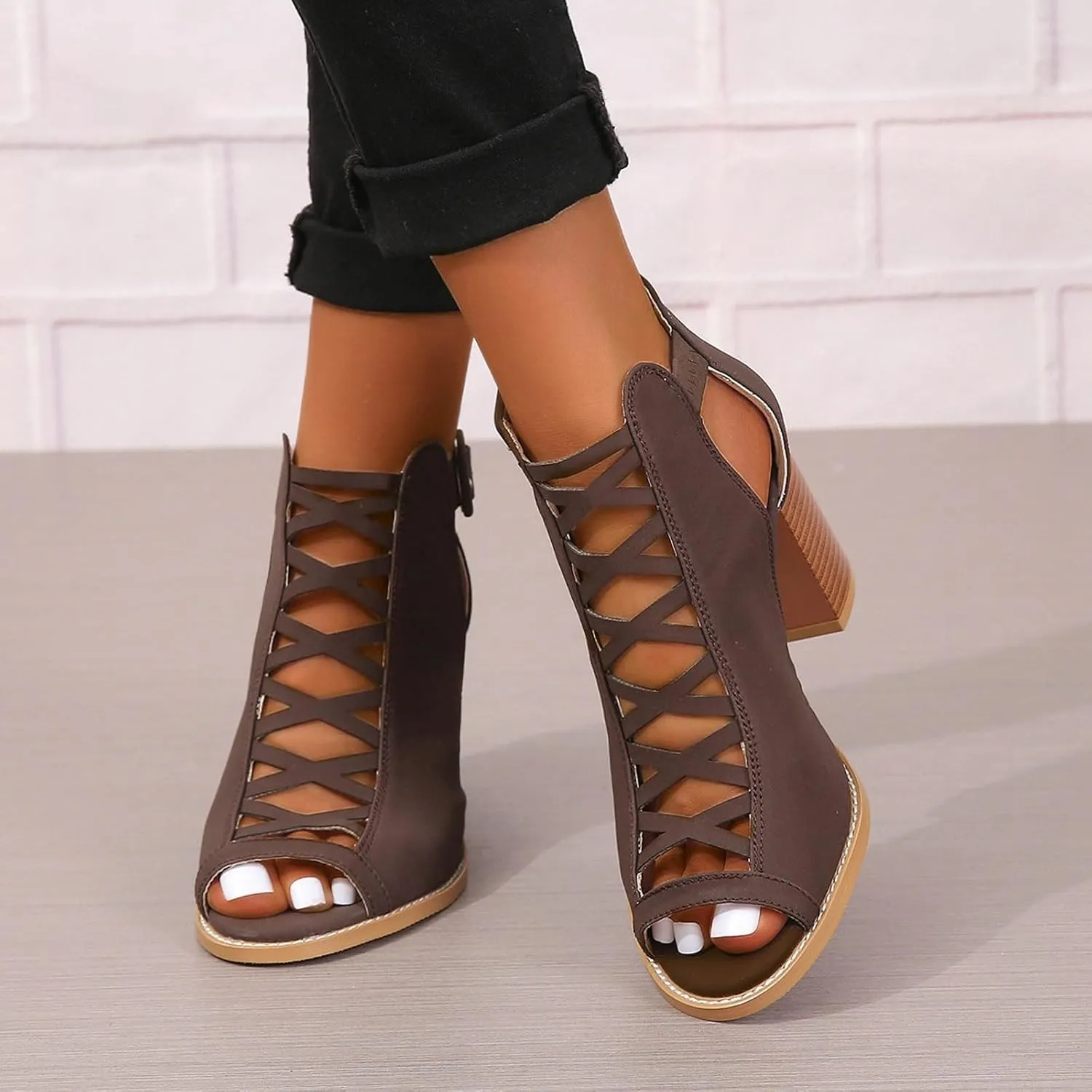 Sandals for Women Prom Heeled Sandals for Women Womens Heels Dressy Women's Chunky Low Heels Open Toe Sandals