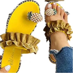 Sandals for Women Thong,Women's Bohemia Bling Rhinestone Pearl Flat Sandals Flat Gladiator Sandals Open Toe Dress Shoes