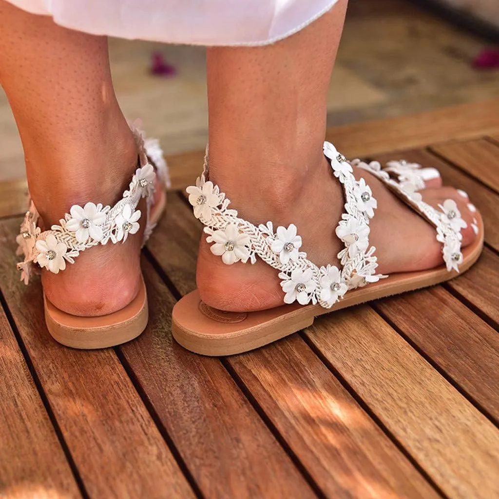 Sandals for Women Thong,Women's Bohemia Bling Rhinestone Pearl Flat Sandals Flat Gladiator Sandals Open Toe Dress Shoes