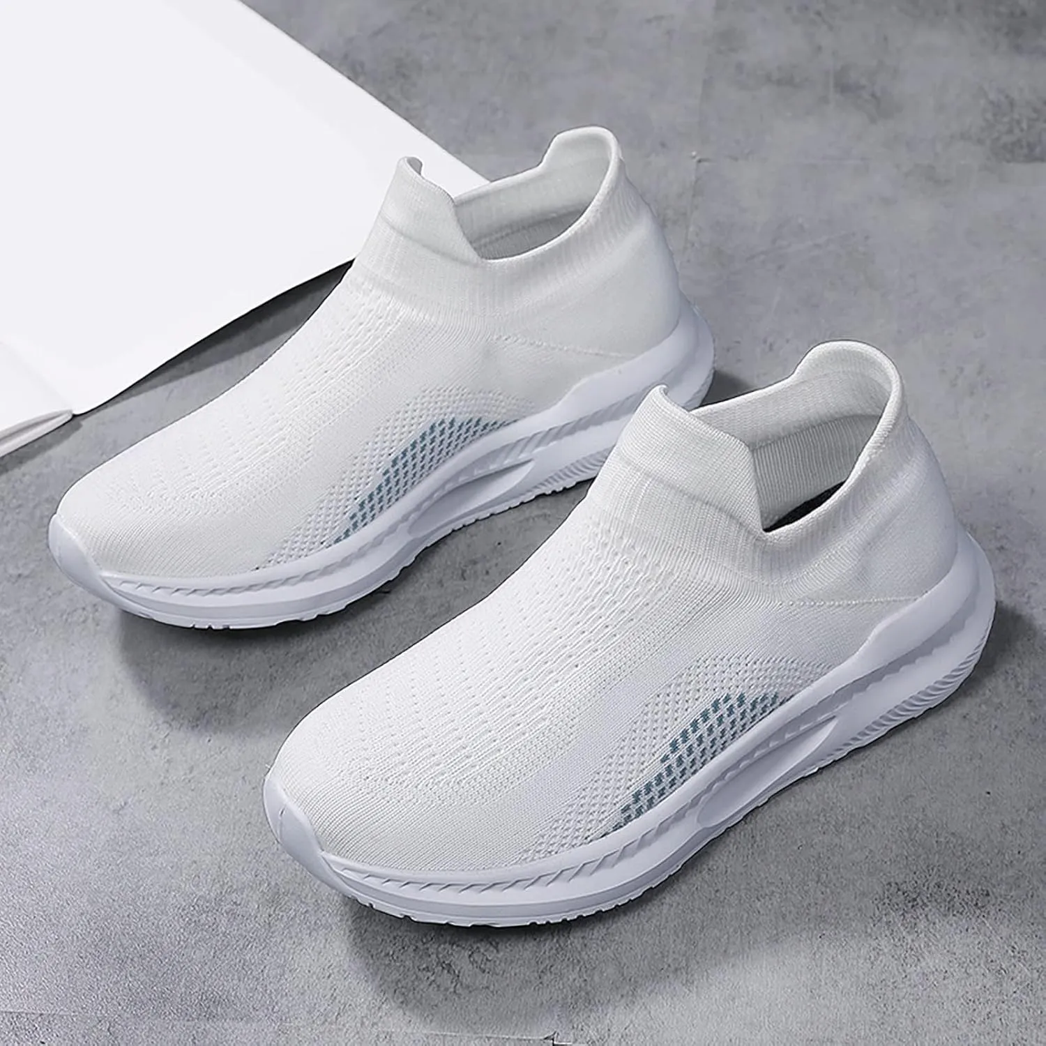 SBGMoSJ Womens Walking Shoes Slip On Sock Sneakers Comfortable Walking Shoes Women Slip On Flat Gym Shoes for Women Weightlifting Chunky Sneakers Women Tenis Antideslizante para Mujer Negros