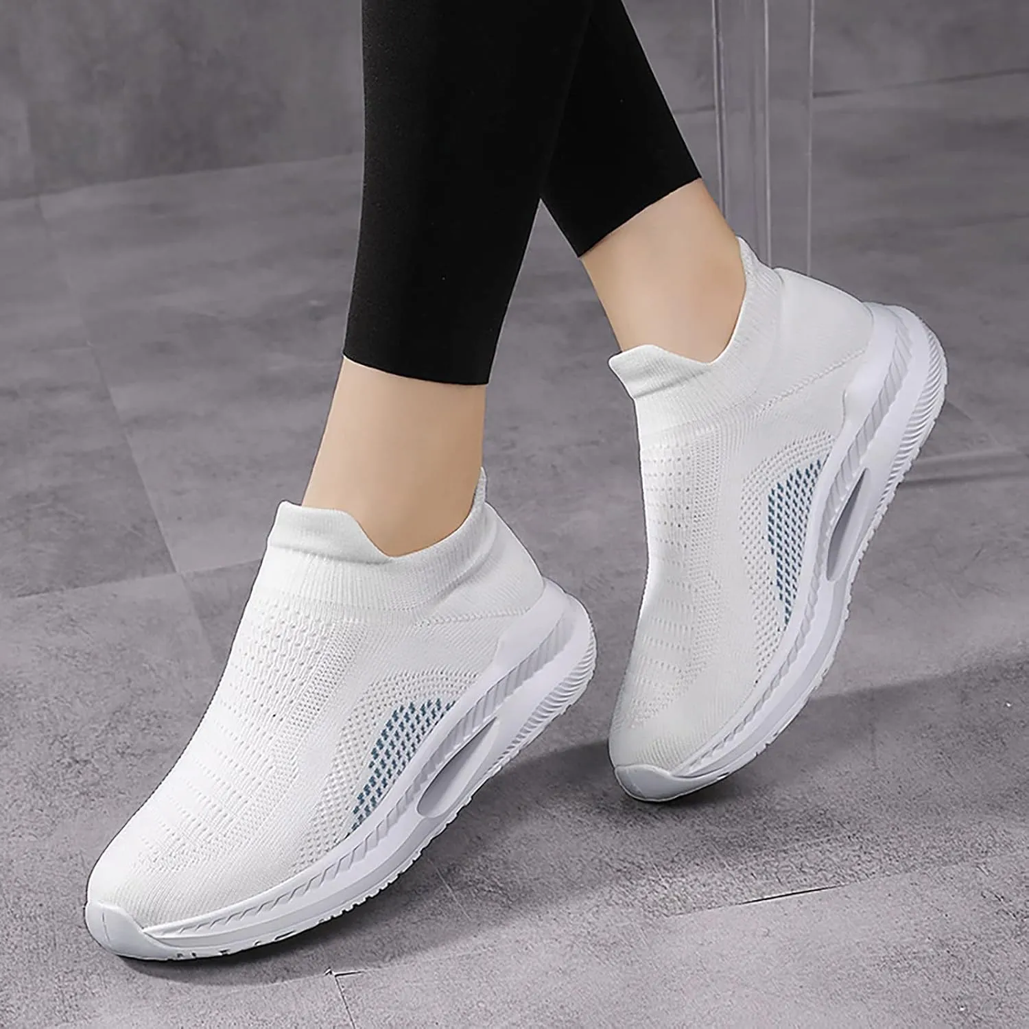 SBGMoSJ Womens Walking Shoes Slip On Sock Sneakers Comfortable Walking Shoes Women Slip On Flat Gym Shoes for Women Weightlifting Chunky Sneakers Women Tenis Antideslizante para Mujer Negros