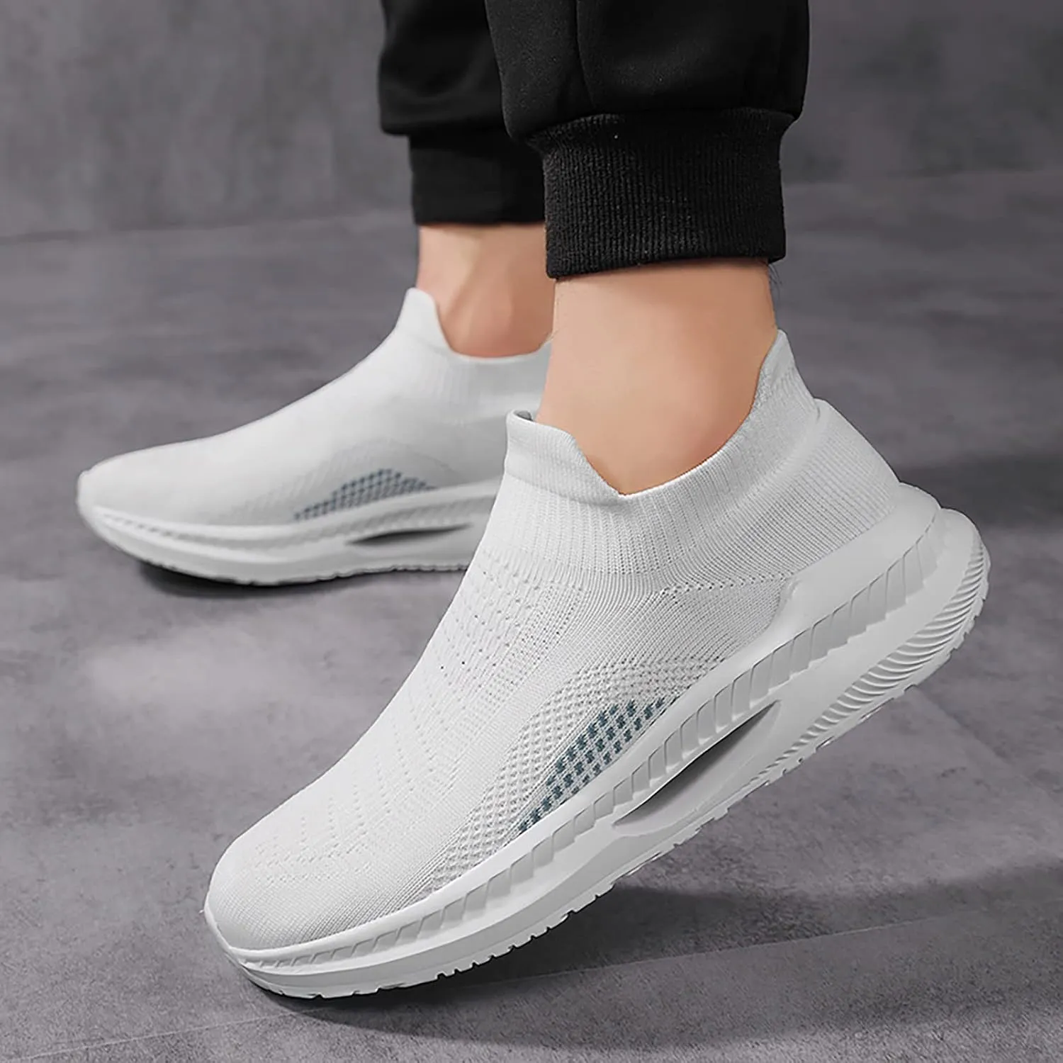 SBGMoSJ Womens Walking Shoes Slip On Sock Sneakers Comfortable Walking Shoes Women Slip On Flat Gym Shoes for Women Weightlifting Chunky Sneakers Women Tenis Antideslizante para Mujer Negros