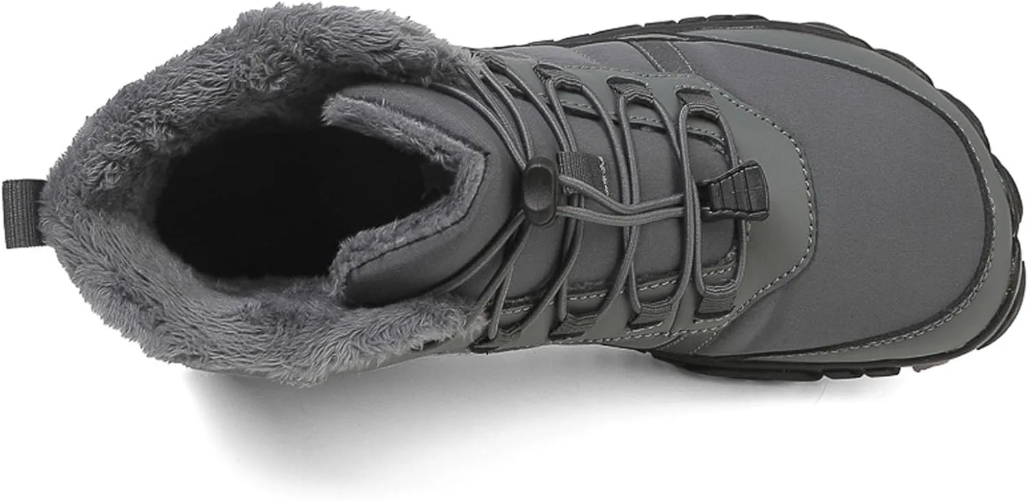SECHRITE Barefoot Hiking Boots for Women Men Waterproof Winter Barefoot Shoes Warm Snow Boots Zero Drop Wide Toe Box Non-Slip Hike Walking Shoes