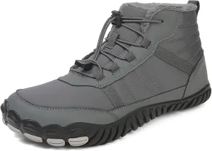 SECHRITE Barefoot Hiking Boots for Women Men Waterproof Winter Barefoot Shoes Warm Snow Boots Zero Drop Wide Toe Box Non-Slip Hike Walking Shoes