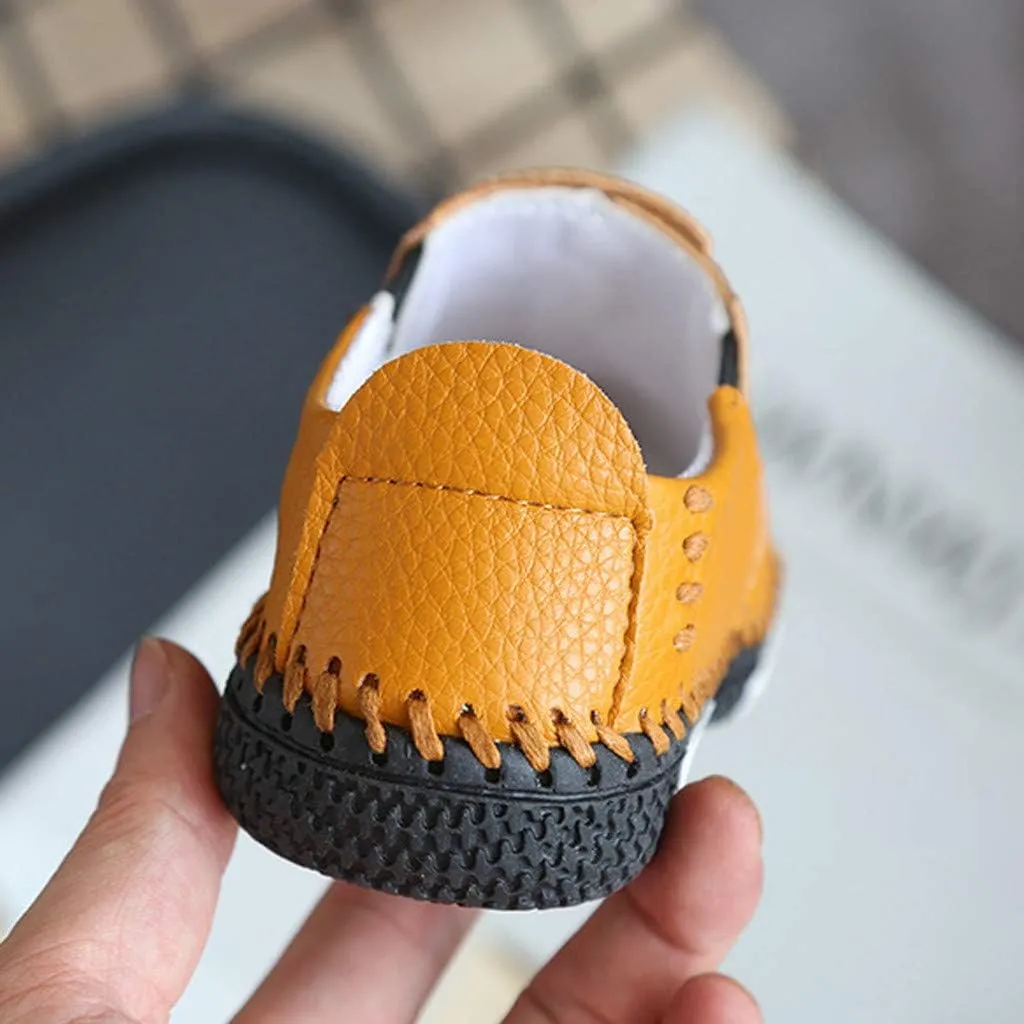 sfdgfhyf Fashion Sneakers Children Girls Boys Soft Leather Shoes Casual Flats for Kids Slip On Loafers Dress Shoes (Brown-06#wer, 9.5-10Years)