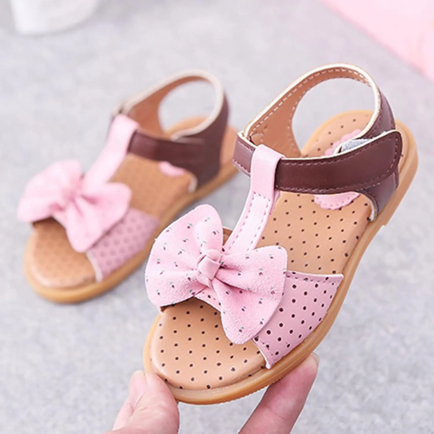 sfdgfhyf Kids Comfortable Foot Warmer Children Shoes Fashion Flat Bottom Bow Princess Sandals Soft Bottom Fashion Sandals