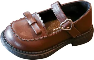 sfdgfhyf Kids Flat Sole Shoes Fashion Spring and Summer Children Casual Girls Flat Sole Thick Sole Solid (Brown, 1.5 Big Kids)