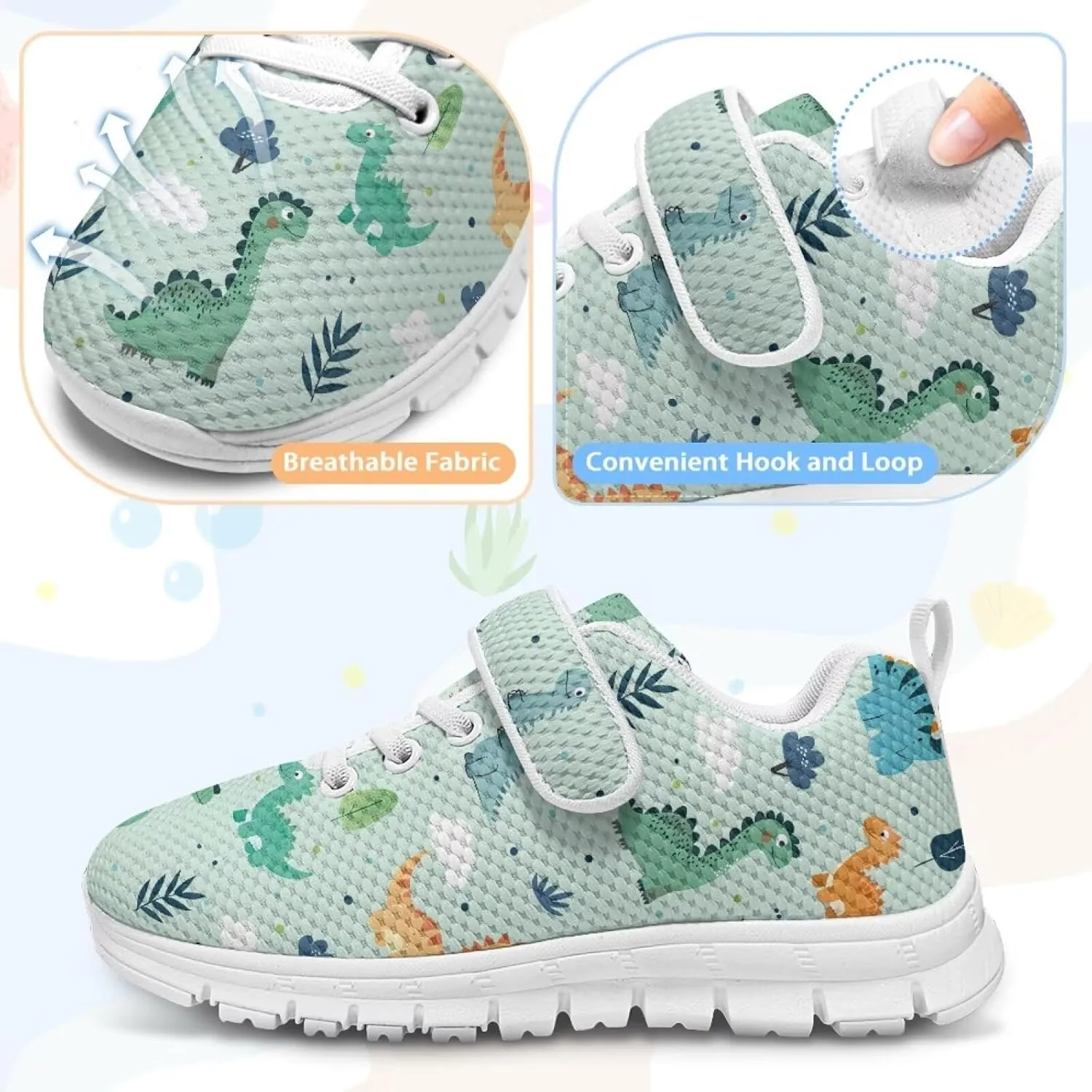 Shoes for Little Boys Breathable Road Running Shoes Hook and Loop Fasteners Outdoor Walking Shoes