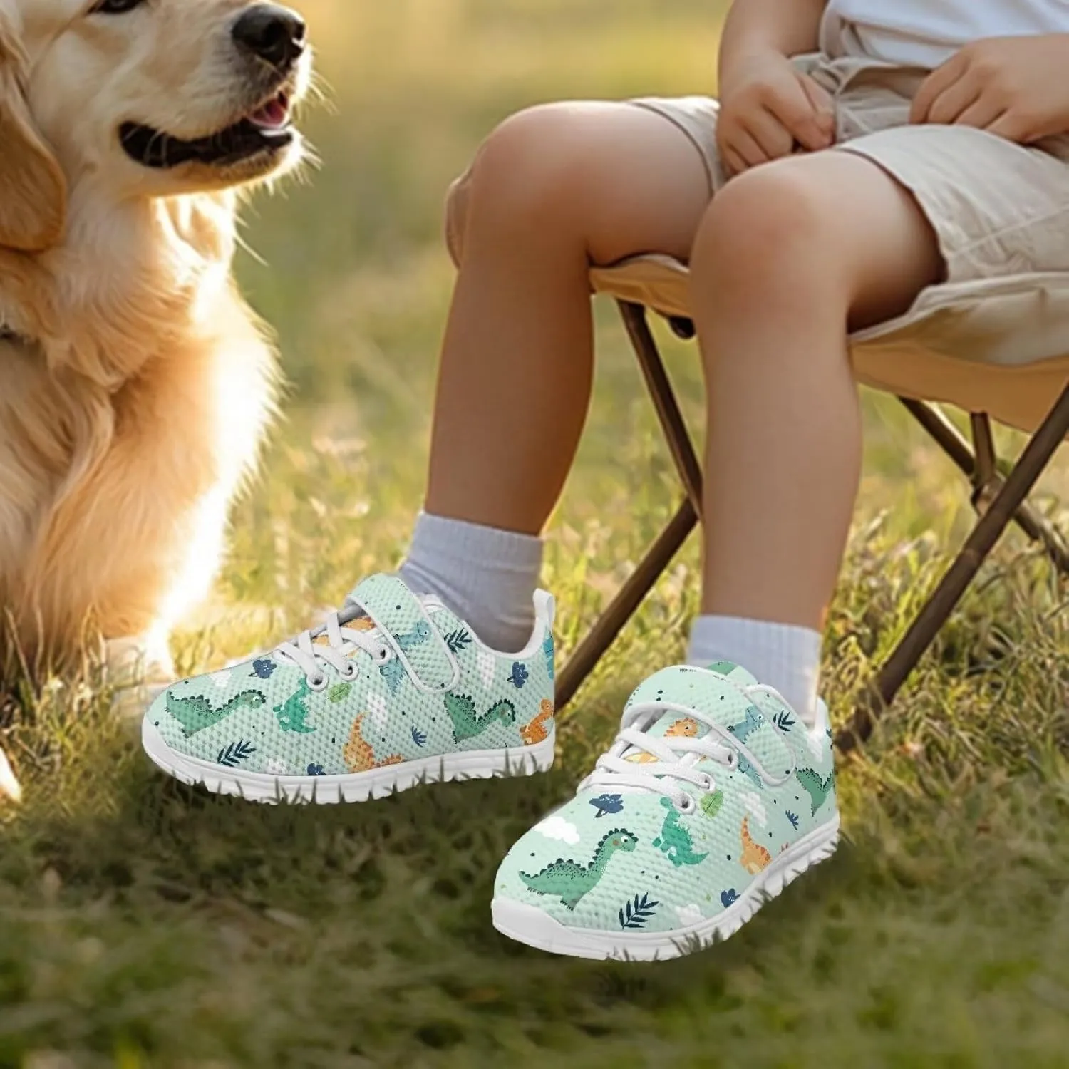 Shoes for Little Boys Breathable Road Running Shoes Hook and Loop Fasteners Outdoor Walking Shoes