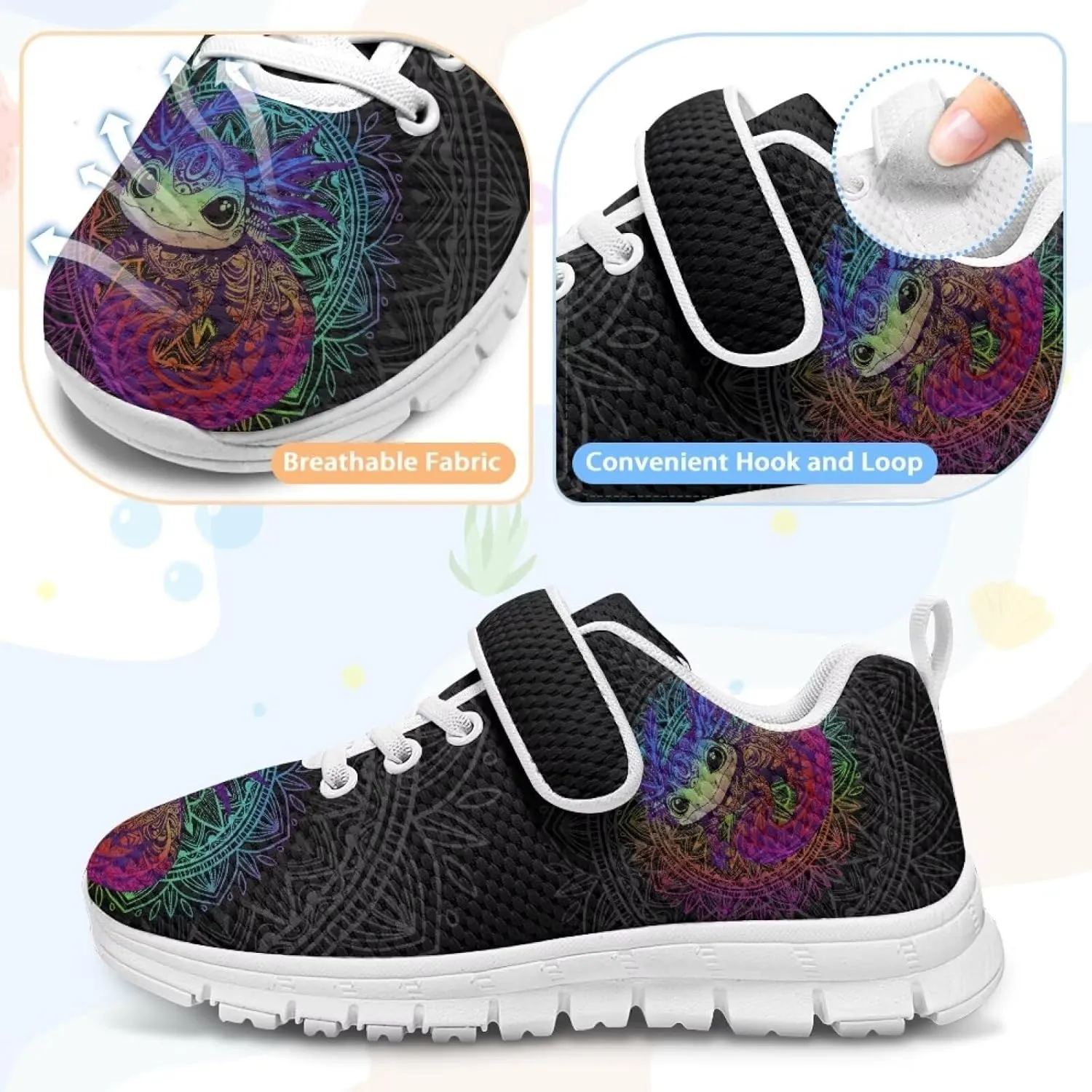 Shoes for Little Boys Breathable Road Running Shoes Hook and Loop Fasteners Outdoor Walking Shoes