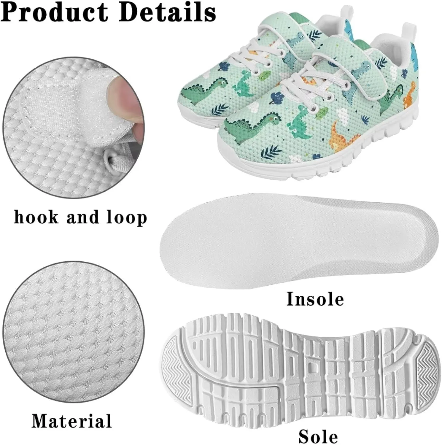 Shoes for Little Boys Breathable Road Running Shoes Hook and Loop Fasteners Outdoor Walking Shoes
